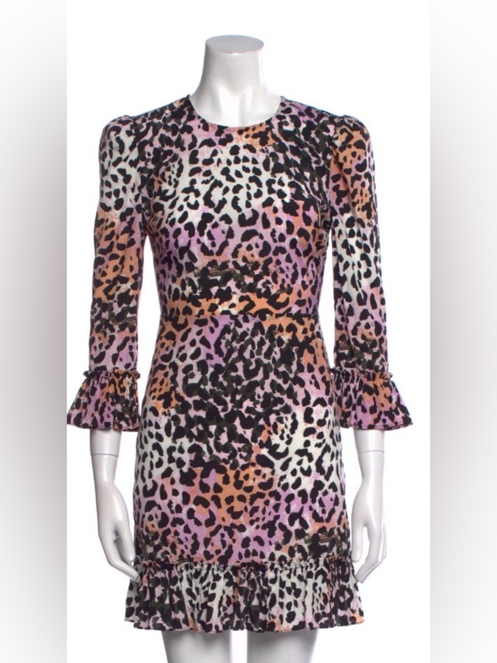 Veronica Beard Leopard Print Ruffle-Sleeve Dress in Pink & black . Gorgeous